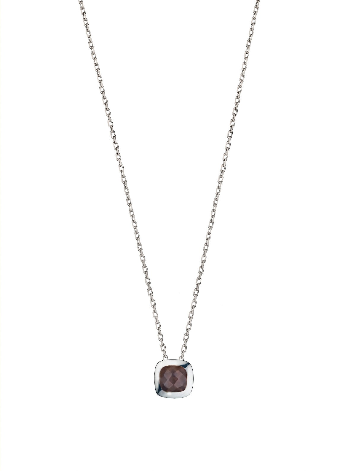 Limited Edition - Silver and Smoky Quartz Checkerboard Necklace