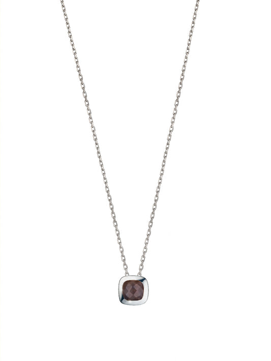 Limited Edition - Silver and Smoky Quartz Checkerboard Necklace