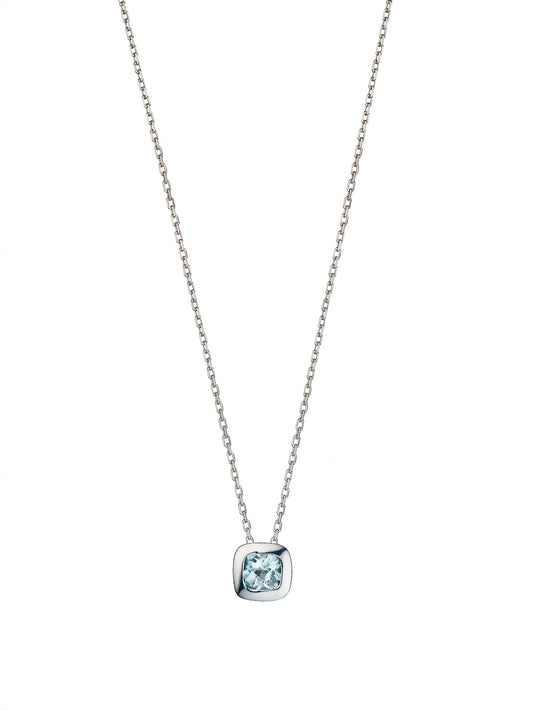 Silver and Blue Topaz Checkerboard Necklace