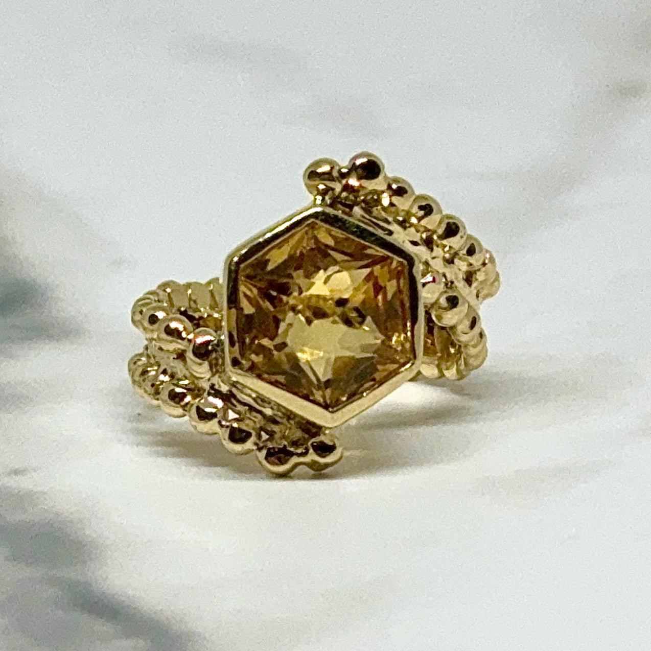 Citrine Temple Ring